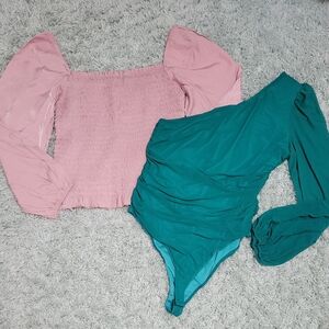 Pink and Teal Women's Tops